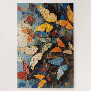 Butterflies Flies Among Vibrant Nature Painting Jigsaw Puzzle