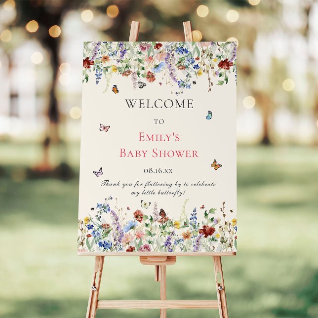 Butterflies & Floral Baby Shower Welcome Sign (Creator Uploaded)