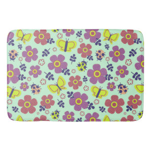 🌸 Butterflies Floral Cozy Home Style 🌸 Bath Mat