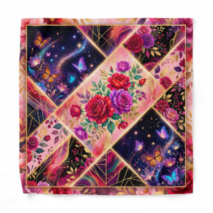 Butterflies, Floral Dreams & Golden Elegance Bandana