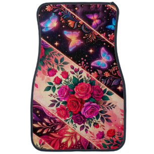 Butterflies, Floral Dreams & Golden Elegance Car Floor Mat