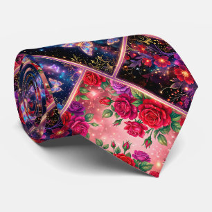 Butterflies, Floral Dreams & Golden Elegance Neck Tie