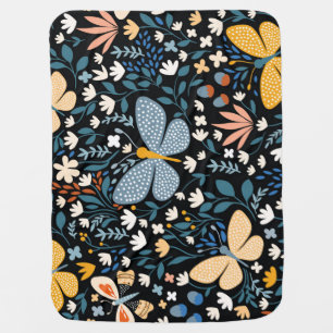 Butterflies Floral: Hand Drawn Seamless. Baby Blanket