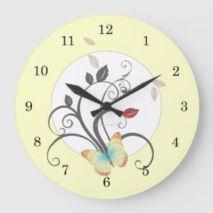 Butterflies Flower Art Deco Wall Clock
