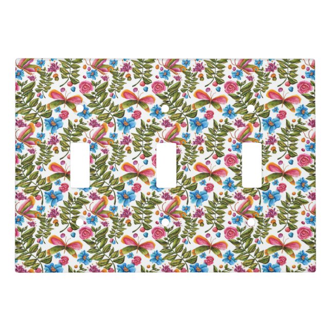 Butterflies, Flowers And Ferns Light Switch Cover (Front)