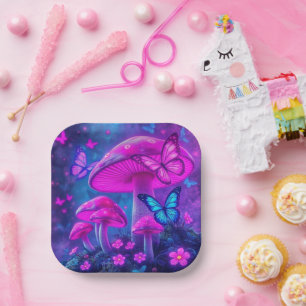 Butterflies, Flowers and Mushrooms- Paper Plates