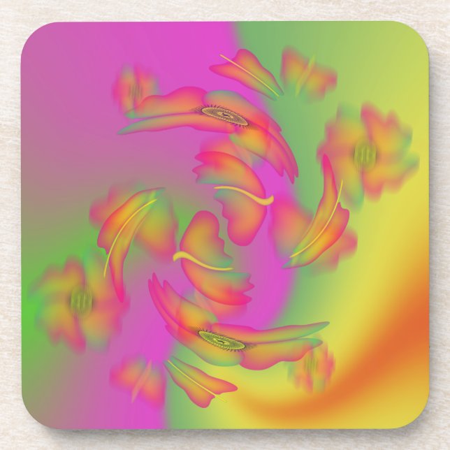 Butterflies & Flowers Beverage Coaster (Front)