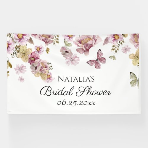  Butterflies  Flowers Bridal Shower Banner