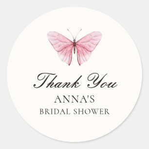 Butterflies Flowers Bridal Shower Classic Round Sticker