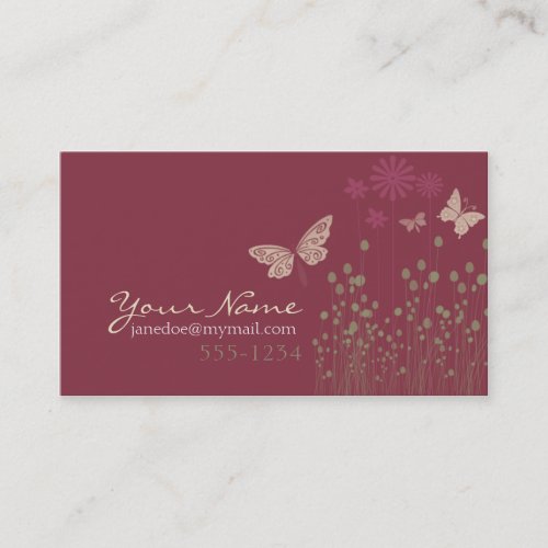 Butterflies &amp; Flowers Business Card Template