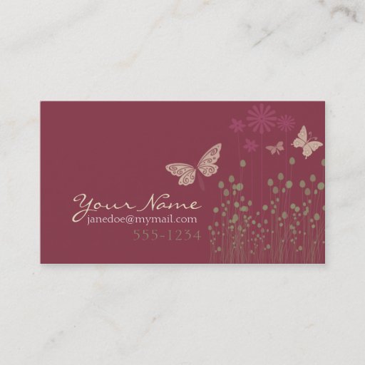 Customizable Butterflies &amp; Flowers Business Card Template