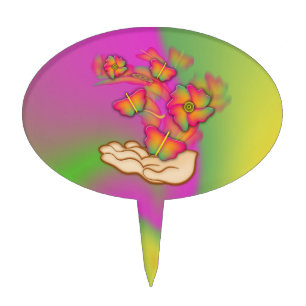 Butterflies & Flowers Cake Topper