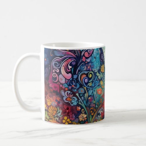 Butterflies flowers cats Psychedelic art Coffee Mug