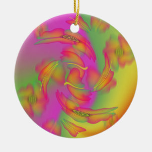 Butterflies & Flowers Ceramic Ornament