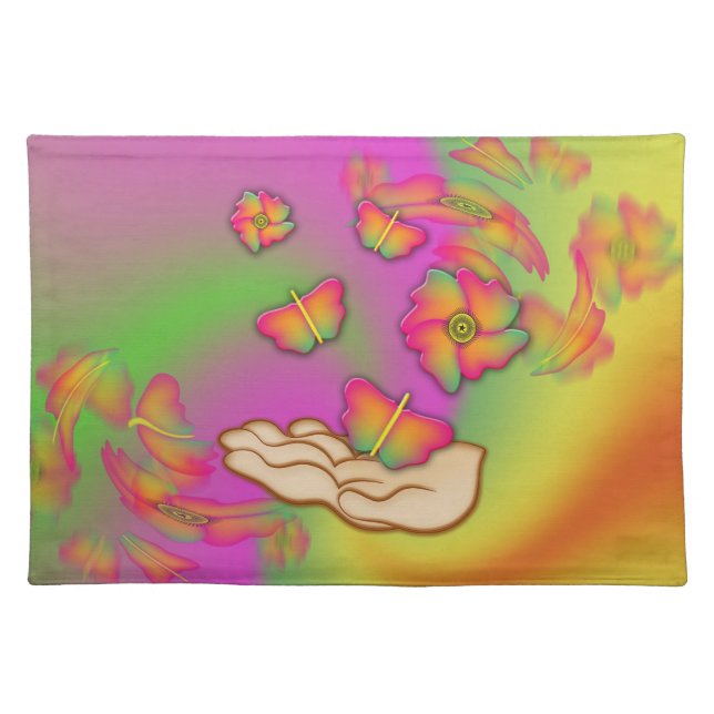 Butterflies & Flowers Cloth Placemat (Front)