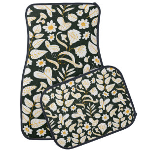 Butterflies & Flowers: Doodle Summer Pattern. Car Floor Mat