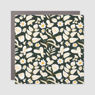 Butterflies & Flowers: Doodle Summer Pattern. Car Magnet