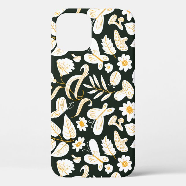 Butterflies & Flowers: Doodle Summer Pattern. Case-Mate iPhone Case (Back)