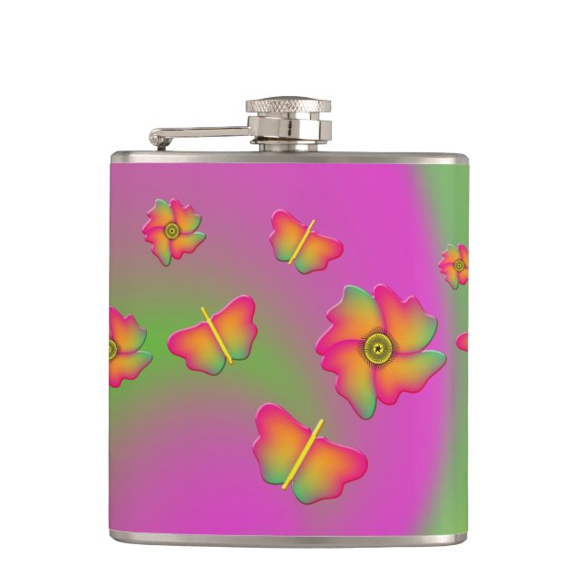 Butterflies & Flowers Flask (Front)