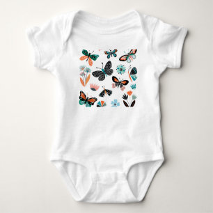 Butterflies Flowers: Hand Drawn Collection Baby Bodysuit