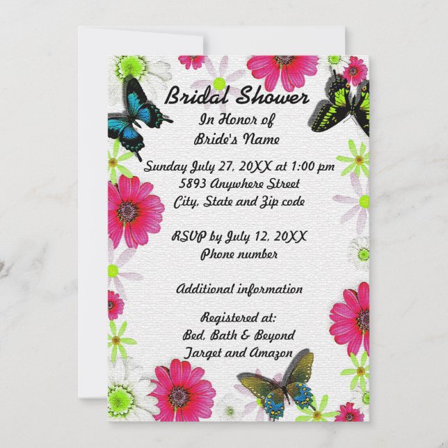 Butterflies & Flowers in Mosaic Bridal Shower Invitation (Front)