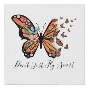 Butterflies Flowers Motivational Inspiration Faux Canvas Print