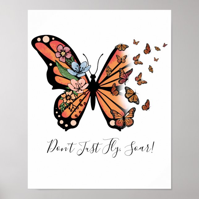 Butterflies Flowers Motivational Inspirational  Poster (Front)