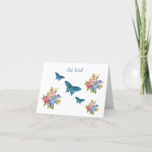 Butterflies Flowers Nature Get Well or Thank You Card