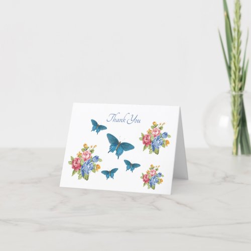 Butterflies Flowers Nature Thank You or Get Well Card