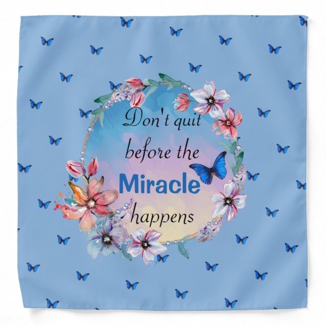 Butterflies & Flowers Positive Mindset Quote  Bandana (Front)