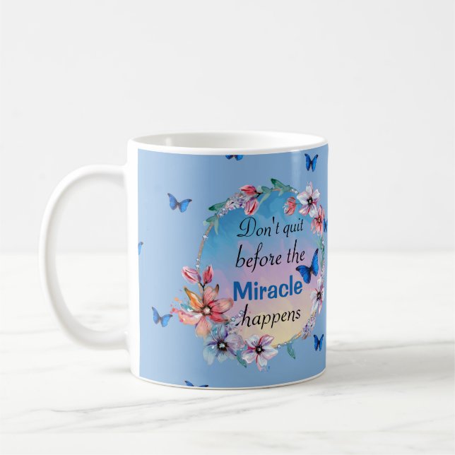 Butterflies & Flowers Positive Mindset Quote Coffee Mug (Left)