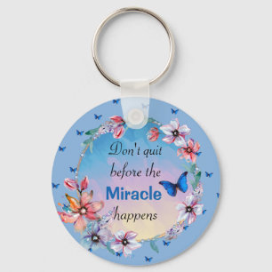 Butterflies & Flowers Positive Mindset Quote Keychain