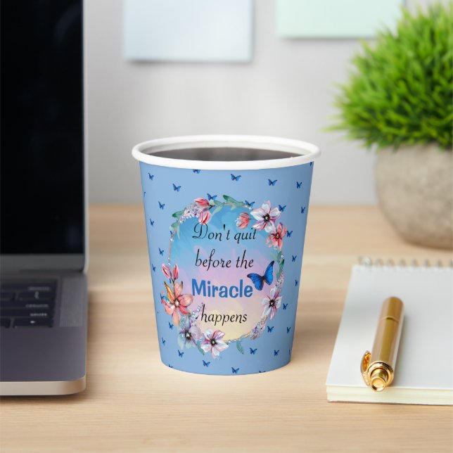 Butterflies & Flowers Positive Mindset Quote  Paper Cups (Insitu)