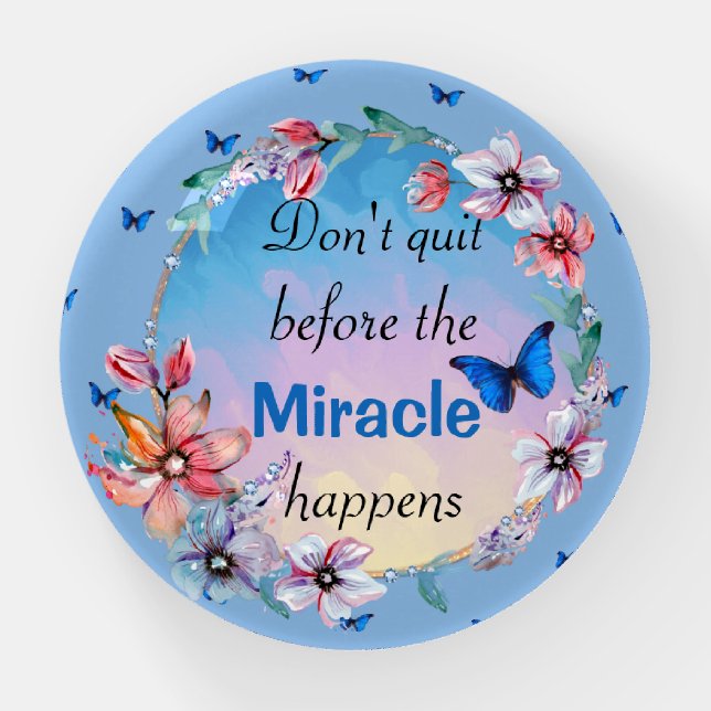 Butterflies & Flowers Positive Mindset Quote  Paperweight (Front)