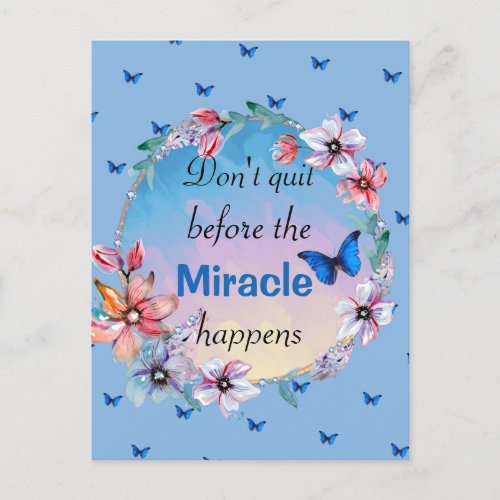 Butterflies  Flowers Positive Mindset Quote Postcard