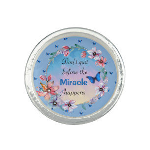 Butterflies & Flowers Positive Mindset Quote Ring