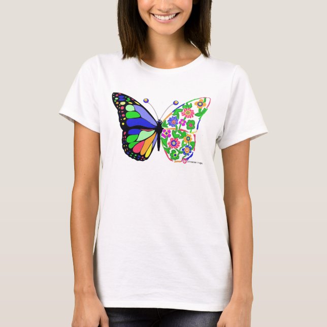 Butterflies, Flowers Pulmonary Love T-Shirt (Front)