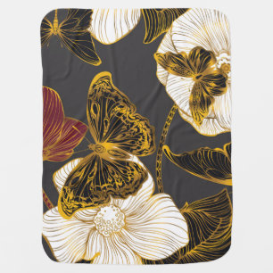 Butterflies & Flowers: Spring Boho Pattern Baby Blanket