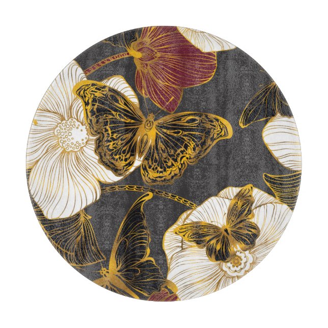 Butterflies & Flowers: Spring Boho Pattern Cutting Board (Front)