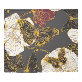 Butterflies & Flowers: Spring Boho Pattern Duvet Cover