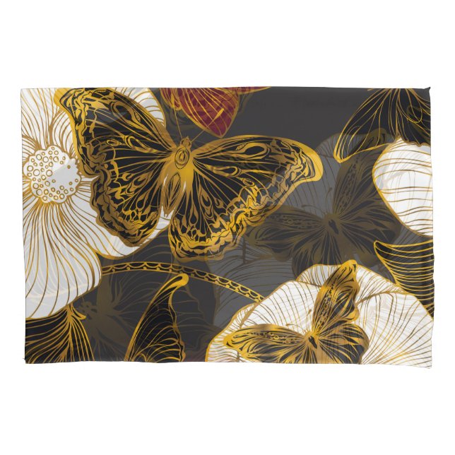 Butterflies & Flowers: Spring Boho Pattern Pillow Case (Front)