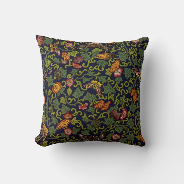 Butterflies & Flowers Throw Pillow (Front)