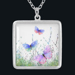 Butterflies Flying in Nature Necklace Gift<br><div class="desc">Necklace with Spring Joy Colorful Butterflies Flying in Nature Watercolor Painting Butterfly and Flowers Necklaces - Choose / Add Your Favorite Text / Color - Make Your Unique Necklaces Gift - Resize and move or remove and add elements with customization tool ! - Drawing and Design by MIGNED. You can...</div>