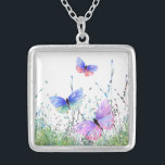 Butterflies Flying in Nature Necklace Gift<br><div class="desc">Necklace with Spring Joy Colorful Butterflies Flying in Nature Watercolor Painting Butterfly and Flowers Necklaces - Choose / Add Your Favorite Text / Color - Make Your Unique Necklaces Gift - Resize and move or remove and add elements with customization tool ! - Drawing and Design by MIGNED. You can...</div>