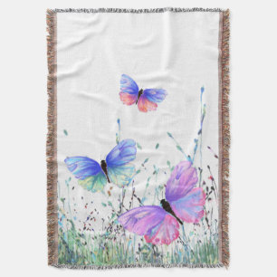 Butterflies Flying in Nature Throw Blanket
