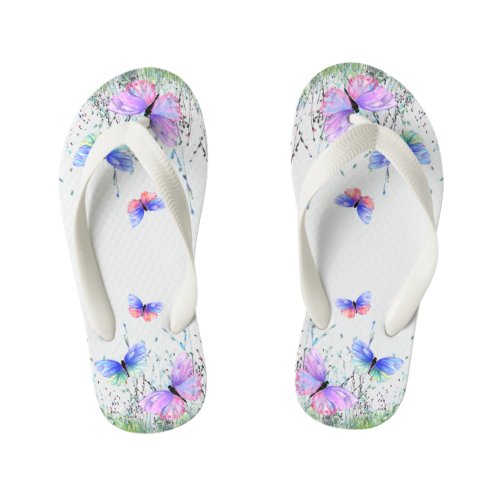 Butterflies Flying Kids Flip Flops