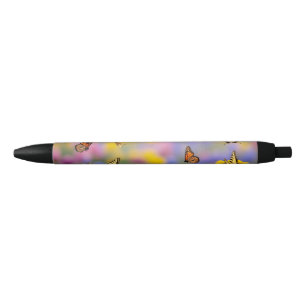 Butterflies Flying Over Colorful Spring Flower Gar Pen