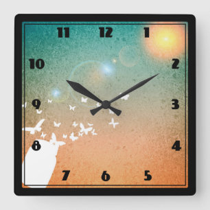 Butterflies Flying Toward the Sun Square Wall Clock