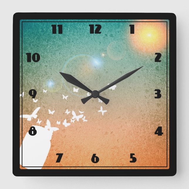 Butterflies Flying Toward the Sun Square Wall Clock (Front)