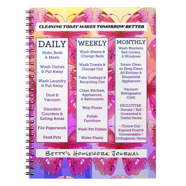 Butterflies Forever Personalized Housework Journal (Front)